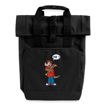 Wolf rapper - Roll Top Backpack with Two Handles - black - Front