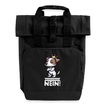 Bevor du Fragst Jack Russel terrier Jackie Terrier - Rolltop Rucksack mit zwei Griffen - Schwarz - Vorne