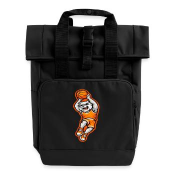 Bulldog Basketball Dunk Maskottchen Power - Rolltop Rucksack mit zwei Griffen - Schwarz - Vorne