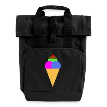 Eiscreme - Gelato - Rolltop Rucksack mit zwei Griffen - Schwarz - Vorne
