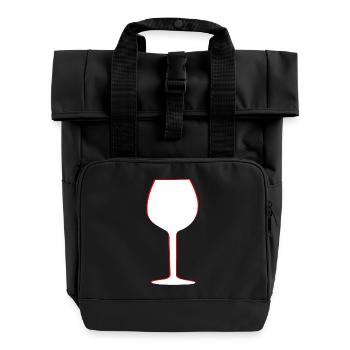 Wein Weinglas Alkohol vin wine Rotwein Gastro - Rolltop Rucksack mit zwei Griffen - Schwarz - Vorne