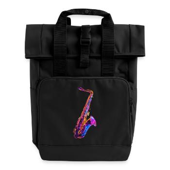 Saxophon - Rolltop Rucksack mit zwei Griffen - Schwarz - Vorne