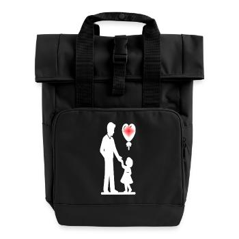 Papa Santa Papua Humor Witz Geschenk F - Rolltop Rucksack mit zwei Griffen - Schwarz - Vorne