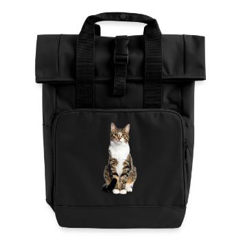 Mixed Tiger Cat - Good Pet Edition - Roll Top Backpack with Two Handles - black - Front