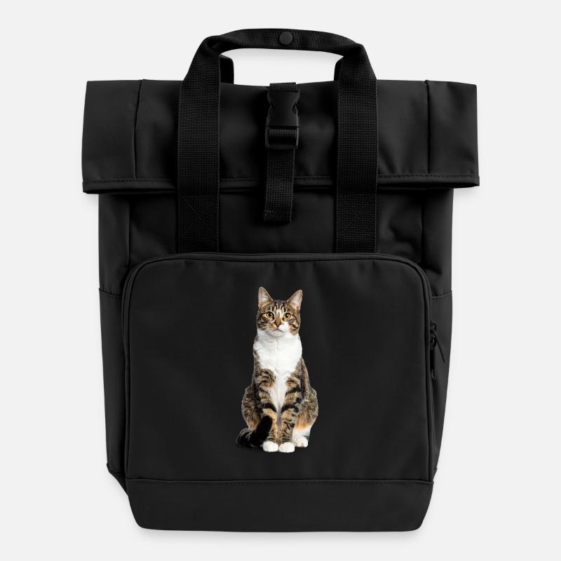Mixed Tiger Cat - Good Pet Edition - Rolltop Rucksack mit zwei Griffen - Schwarz