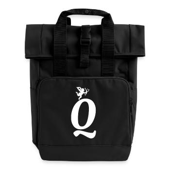 Q - Roll Top Backpack with Two Handles - black - Front