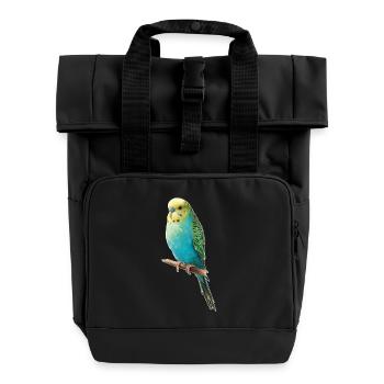 Wellensittich - Rolltop Rucksack mit zwei Griffen - Schwarz - Vorne