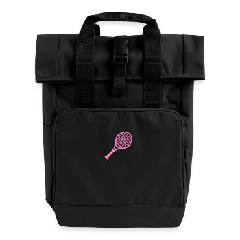 Tennis racket pink - Roll Top Backpack with Two Handles - black - Front
