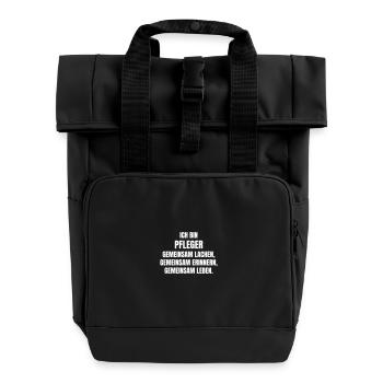 Pfleger lachen, erinnern und leben gemeinsam - Rolltop Rucksack mit zwei Griffen - Schwarz - Vorne