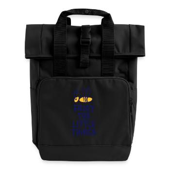 enjoy the little things 2c - Roll Top Backpack with Two Handles - black - Front