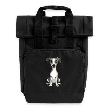 Whippet Hund Niedlich - Rolltop Rucksack mit zwei Griffen - Schwarz - Vorne