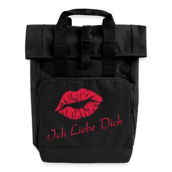 Ich Liebe Dich - Rolltop Rucksack mit zwei Griffen - Schwarz - Vorne