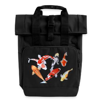 Elegantes Koi-Fisch-Aquarell-Design - Rolltop Rucksack mit zwei Griffen - Schwarz - Vorne