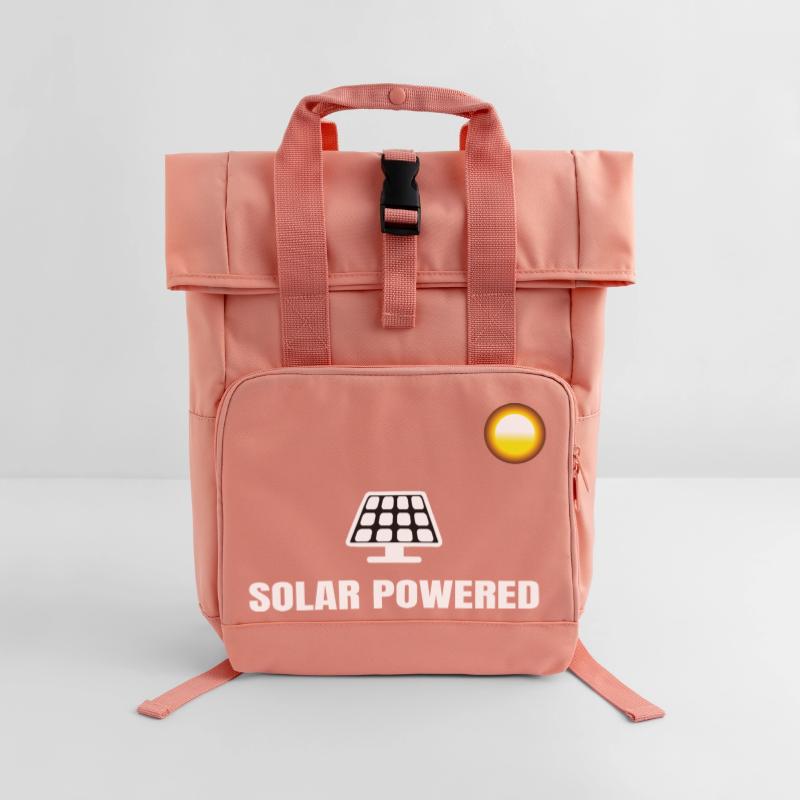 Solar Powered Solar Solar Solar Panel Power Roll Top Backpack with Two Handles