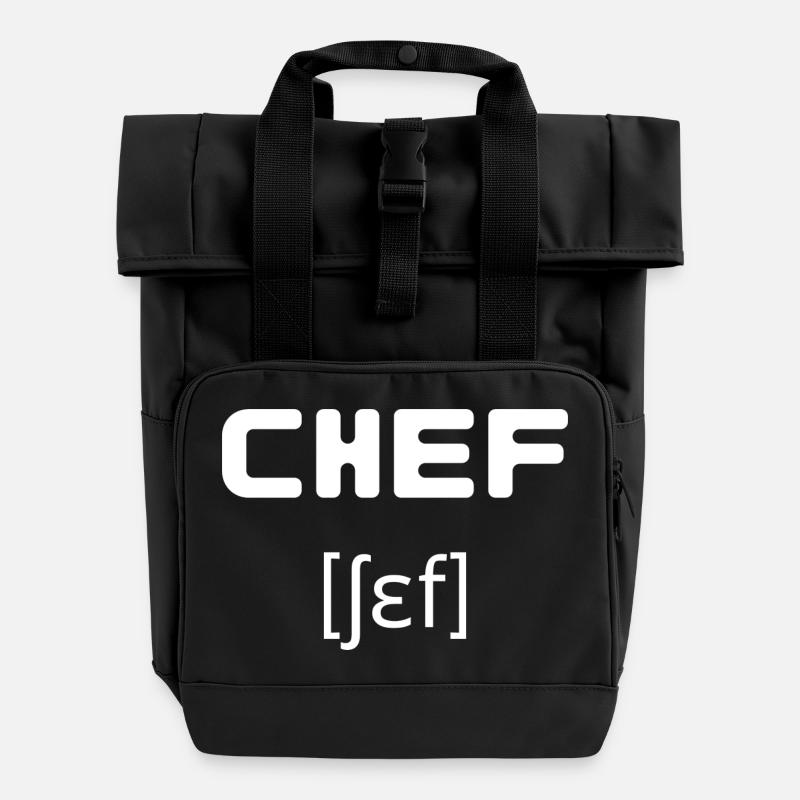 Chef - Chef - Chef - Chef - Hobby Chef - Roll Top Backpack with Two Handles - black