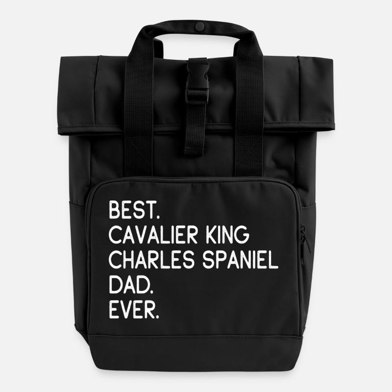 Cavalier King Charles Spaniel - Roll Top Backpack with Two Handles - black