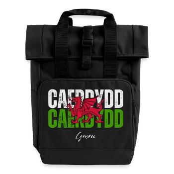 Cardiff, Wales, walisischer Stolz - Rolltop Rucksack mit zwei Griffen - Schwarz - Vorne