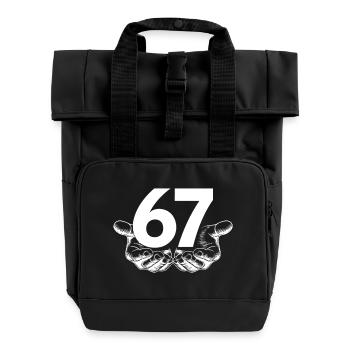 Six Seven 6 7 Meme Fun Design mit Händen - Rolltop Rucksack mit zwei Griffen - Schwarz - Vorne