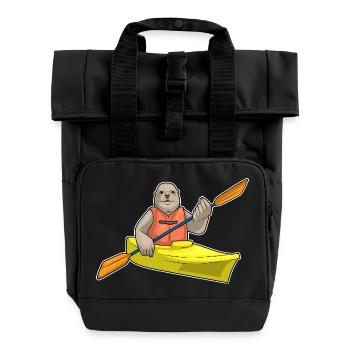 Seal small boat - Roll Top Backpack with Two Handles - black - Front