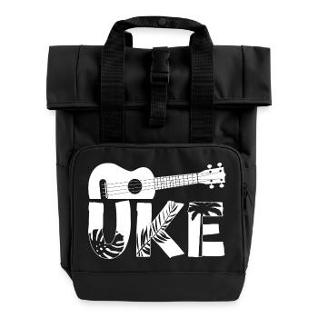 Hawaiian Ukulele Uke Uke - Rolltop Rucksack mit zwei Griffen - Schwarz - Vorne
