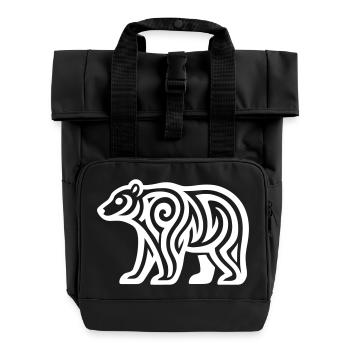 Just a White Bear #1 / JustN-imal - Roll Top Backpack with Two Handles - black - Front