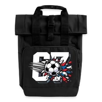 67 Fußball Six Seven Gen Alpha Viral Trend - Rolltop Rucksack mit zwei Griffen - Schwarz - Vorne