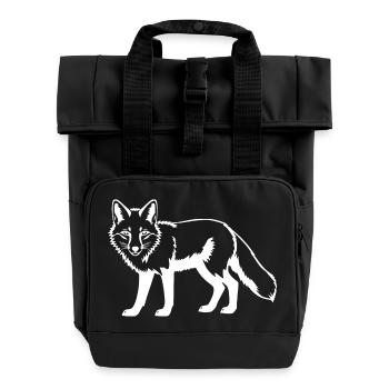 white fox white - Roll Top Backpack with Two Handles - black - Front