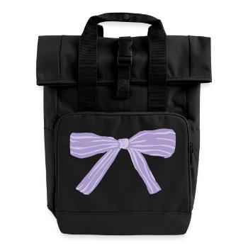 Lavendel Schleifenband - Rolltop Rucksack mit zwei Griffen - Schwarz - Vorne