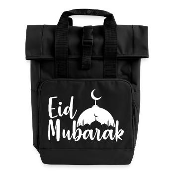 Eid Mubarak Mosque Silhouette - Roll Top Backpack with Two Handles - black - Front