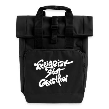 Free spirit instead of spirit free - Roll Top Backpack with Two Handles - black - Front