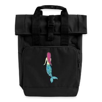 Mermaid Impressionism - Roll Top Backpack with Two Handles - black - Front