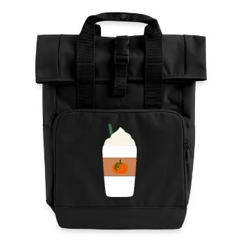 pumpkin spice latte - Roll Top Backpack with Two Handles - black - Front