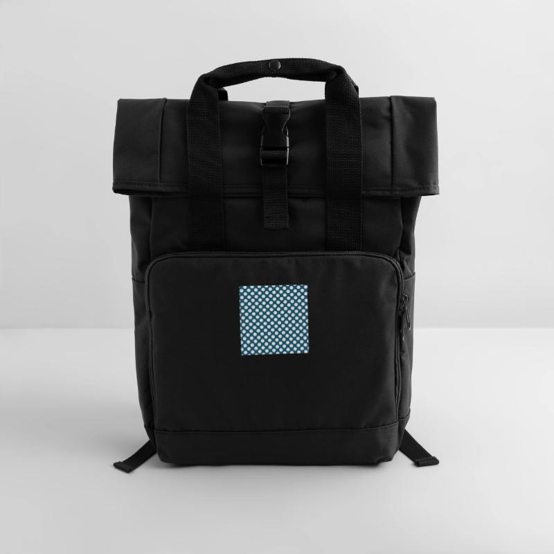 Polka dot blue background dot pattern blue white Roll Top Backpack with Two Handles