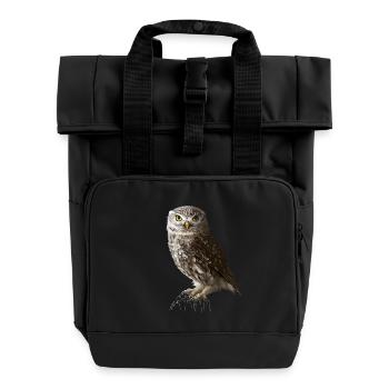 Steinkauz ohne Schrift - Rolltop Rucksack mit zwei Griffen - Schwarz - Vorne