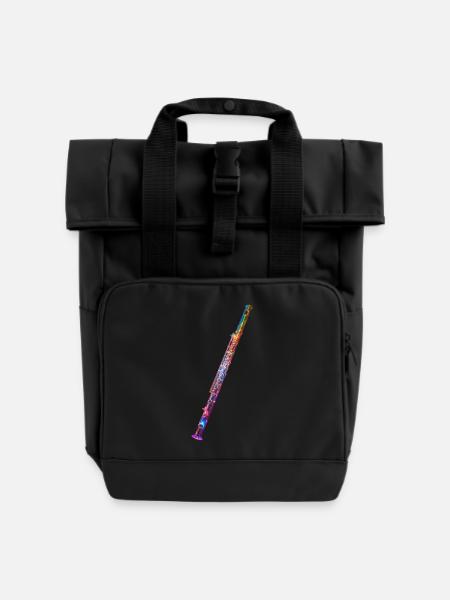 Querflöte - Rolltop Rucksack mit zwei Griffen - Schwarz