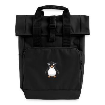 Penguin Cool Animal - Roll Top Backpack with Two Handles - black - Front