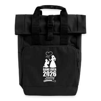 Game Over 2026 Hochzeit - Rolltop Rucksack mit zwei Griffen - Schwarz - Vorne