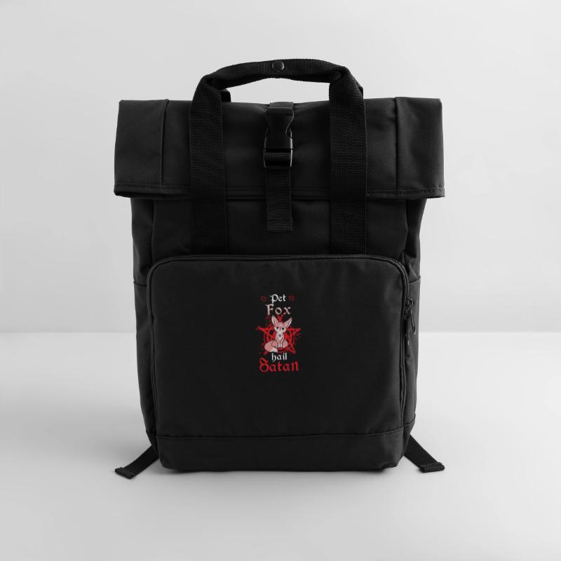 Pet Fox Hail Satan Roll Top Backpack with Two Handles