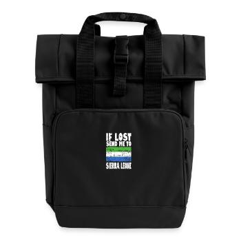 Sierra Leone Flag Saying - Roll Top Backpack with Two Handles - black - Front