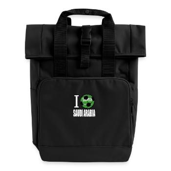 Saudi-arabien Fußball - Rolltop Rucksack mit zwei Griffen - Schwarz - Vorne