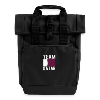 Qatar Flag - Roll Top Backpack with Two Handles - black - Front