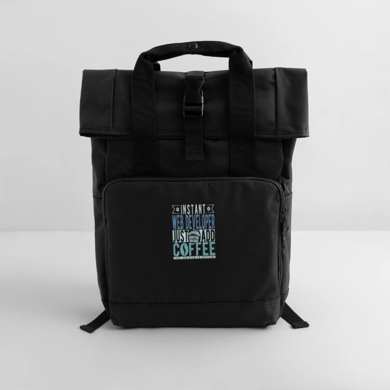 Web developer coffee saying Roll Top Backpack with Two Handles