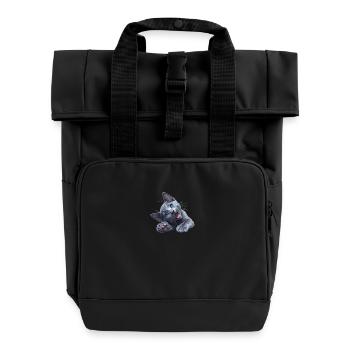Russian Blue Cat Russisch Blau Katze - Roll Top Backpack with Two Handles - black - Front