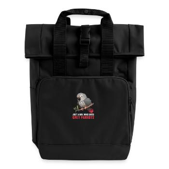 Graupapageien Graupapagei - Rolltop Rucksack mit zwei Griffen - Schwarz - Vorne