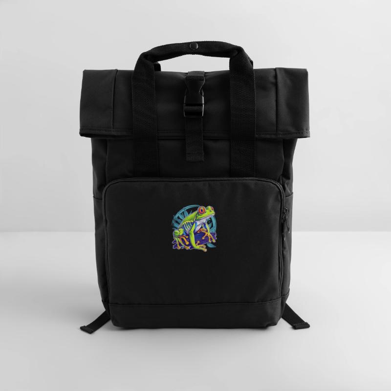 Tree Frog Baumfrösche Baumfrosch Roll Top Backpack with Two Handles