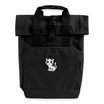 Weißer Tiger - Rolltop Rucksack mit zwei Griffen - Schwarz - Vorne