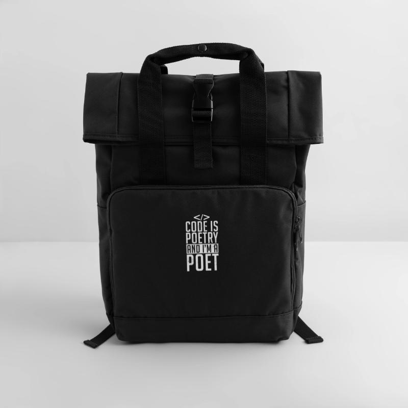 Programmer Developer Coder Code Roll Top Backpack with Two Handles