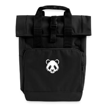 Portrait de tête de silhouette de panda - Sac à dos Roll Top à deux anses - noir - Devant