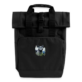 Chat bleu russe Russisch Blau Katze - Sac à dos Roll Top à deux anses - noir - Devant