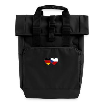 Deutschland Tschechien Flagge Herz Flagge - Rolltop Rucksack mit zwei Griffen - Schwarz - Vorne